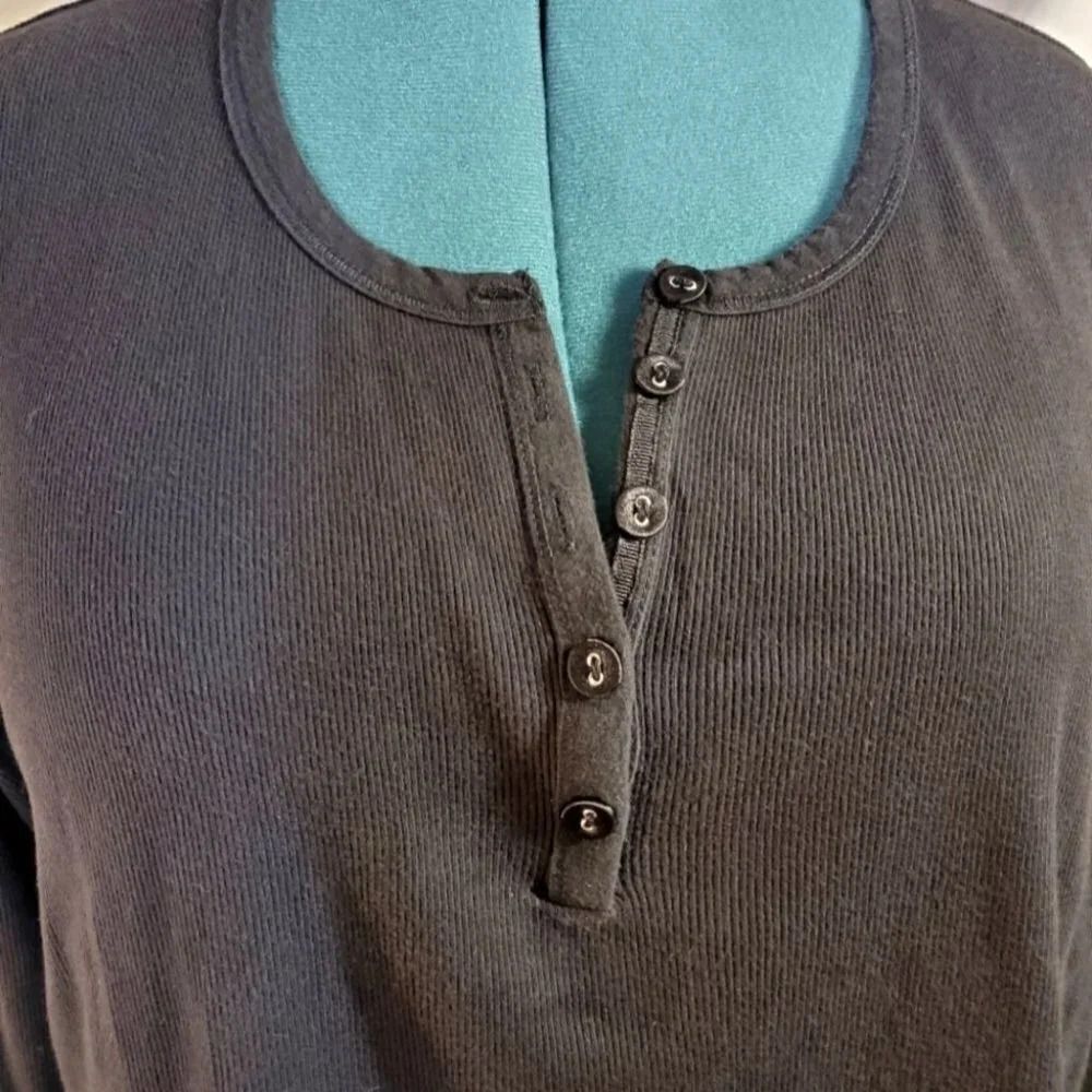 0161. White Stag ~ Black, 5 Button Henley ~ 100% Cotton
